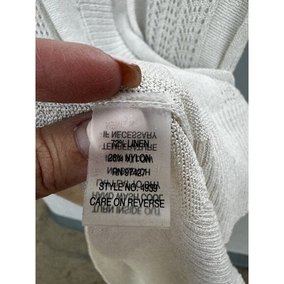 Dolce Cabo Crochet Button Front Linen Blend Hooded Duster Cardigan Sz S Oatmeal - Picture 11 of 11